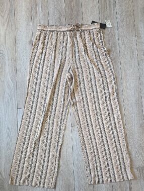 Robert Louis Striped Pants in Beige, Black & Cream Large